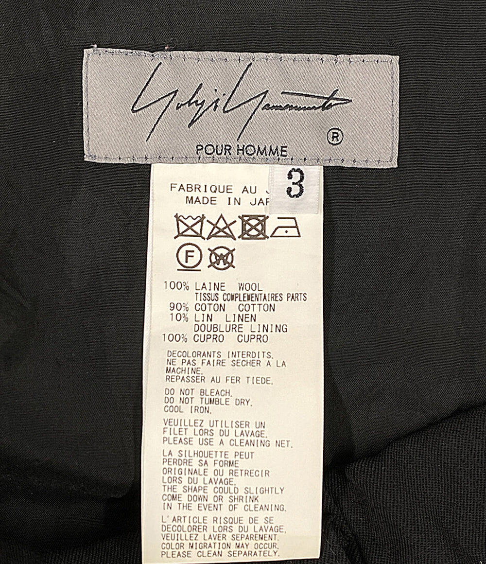 ヨウジヤマモトプールオム パンツ ランダムタックワイド ウールギャバ 23SS HZ-P21-100 メンズ SIZE 3 YOHJI YAMAMOTO POUR HOMME