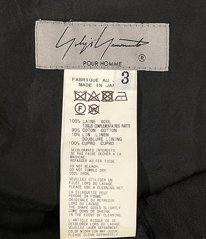 ヨウジヤマモトプールオム パンツ ランダムタックワイド ウールギャバ 23SS HZ-P21-100 メンズ SIZE 3 YOHJI YAMAMOTO POUR HOMME