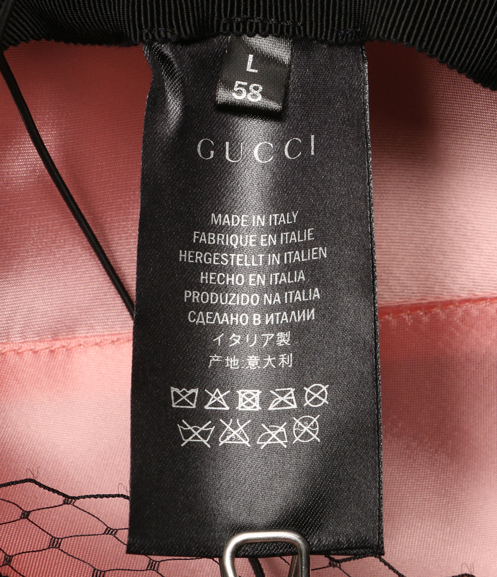 GUCCI チュール付き帽子 黒 レディース SIZE L 58 グッチ