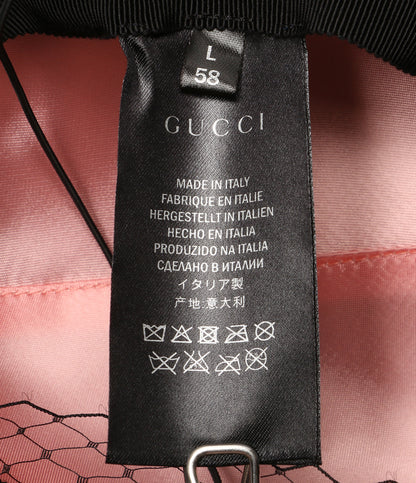 GUCCI チュール付き帽子 黒 レディース SIZE L 58 グッチ