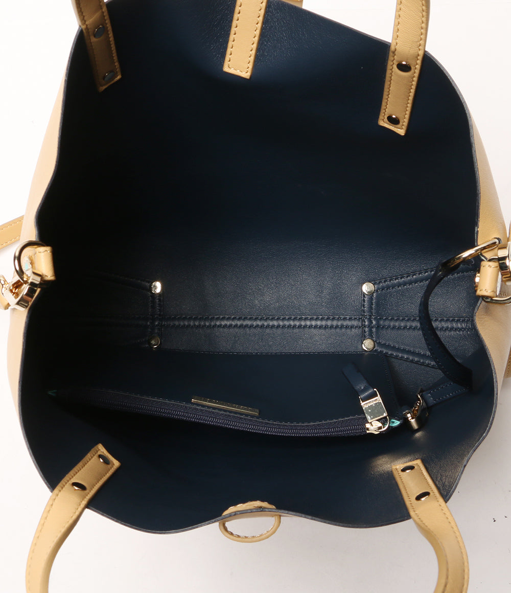 ティファニー リバーシブルトートバッグ イエロー×ブルー レディース