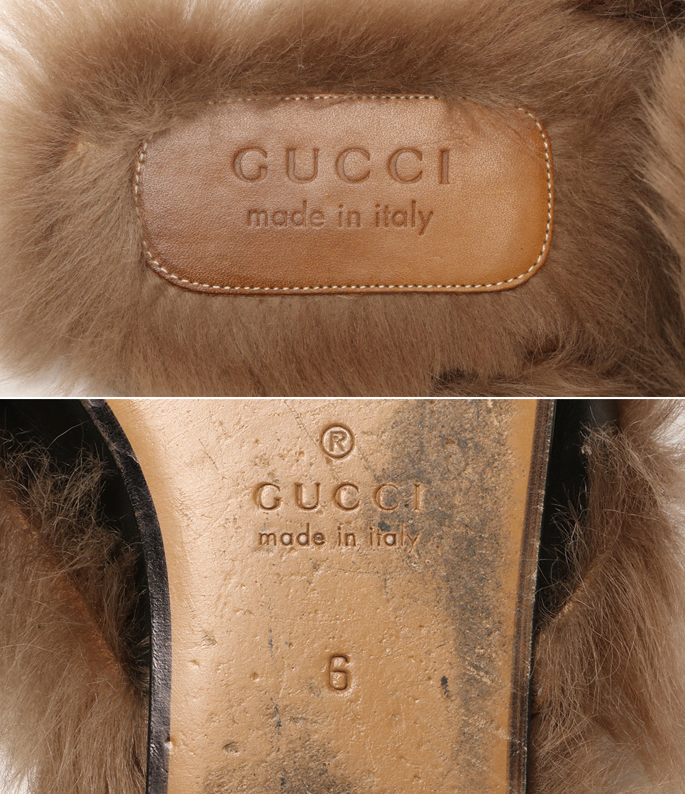 グッチ プリンスタウン ホースビットファーサンダル レディース SIZE 6 GUCCI