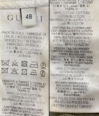 訳あり GUCCI コットンイージーパンツ 刺繍デザイン メンズ SIZE 48 グッチ