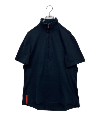 プラダスポーツ ハーフジップカットソー メッシュ切替 半袖 メンズ SIZE L PRADA SPORTS