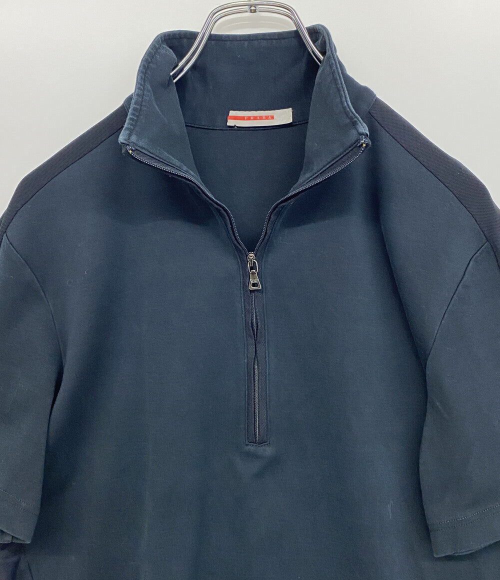 プラダスポーツ ハーフジップカットソー メッシュ切替 半袖 メンズ SIZE L PRADA SPORTS