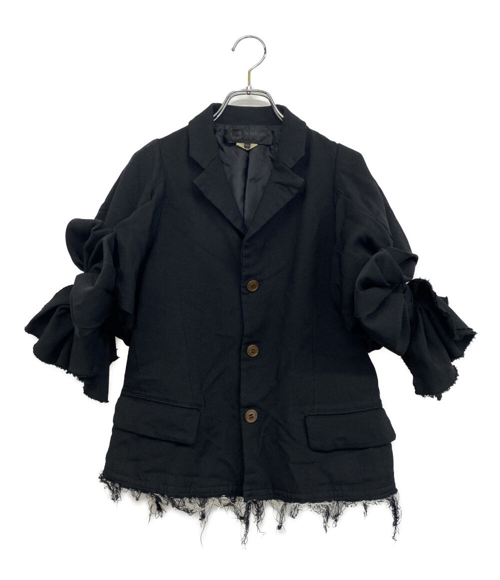 COMME des GARCONS COMME des GARCONS ポリ縮絨袖リボン切りっぱなしジャケット 23SS RK-J017 レディース SIZE XS コムデギャルソン コムデギャルソン