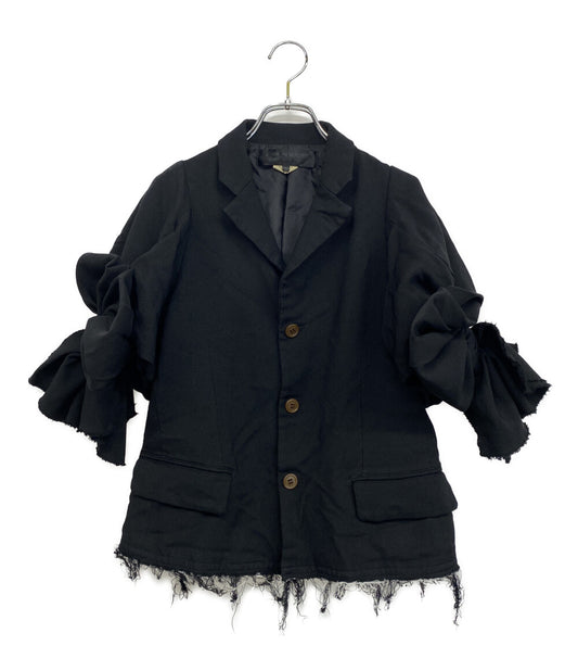 COMME des GARCONS COMME des GARCONS ポリ縮絨袖リボン切りっぱなしジャケット 23SS RK-J017 レディース SIZE XS コムデギャルソン コムデギャルソン