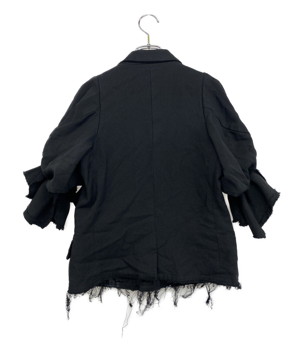 COMME des GARCONS COMME des GARCONS ポリ縮絨袖リボン切りっぱなしジャケット 23SS RK-J017 レディース SIZE XS コムデギャルソン コムデギャルソン