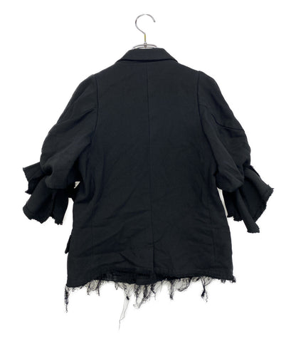 COMME des GARCONS COMME des GARCONS ポリ縮絨袖リボン切りっぱなしジャケット 23SS RK-J017 レディース SIZE XS コムデギャルソン コムデギャルソン