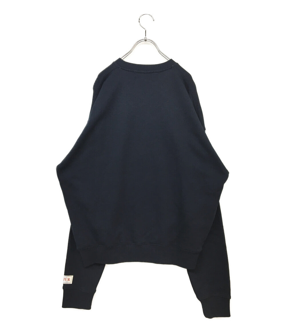 SATUR セター ロゴ刺繍スウェットシャツ ネイビー レディース SIZE M