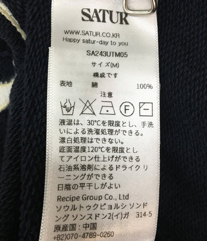 SATUR セター ロゴ刺繍スウェットシャツ ネイビー レディース SIZE M