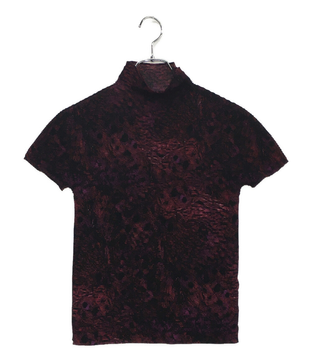 イッセイミヤケ 美品 半袖カットソー 総柄タートルネックプリーツカットソー MI43FK425 レディース SIZE - ISSEY MIYAKE ME