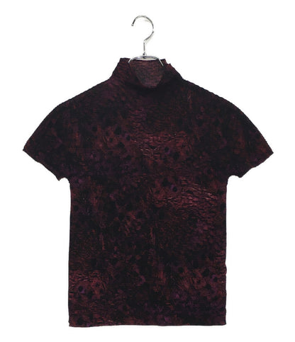 イッセイミヤケ 美品 半袖カットソー 総柄タートルネックプリーツカットソー MI43FK425 レディース SIZE - ISSEY MIYAKE ME