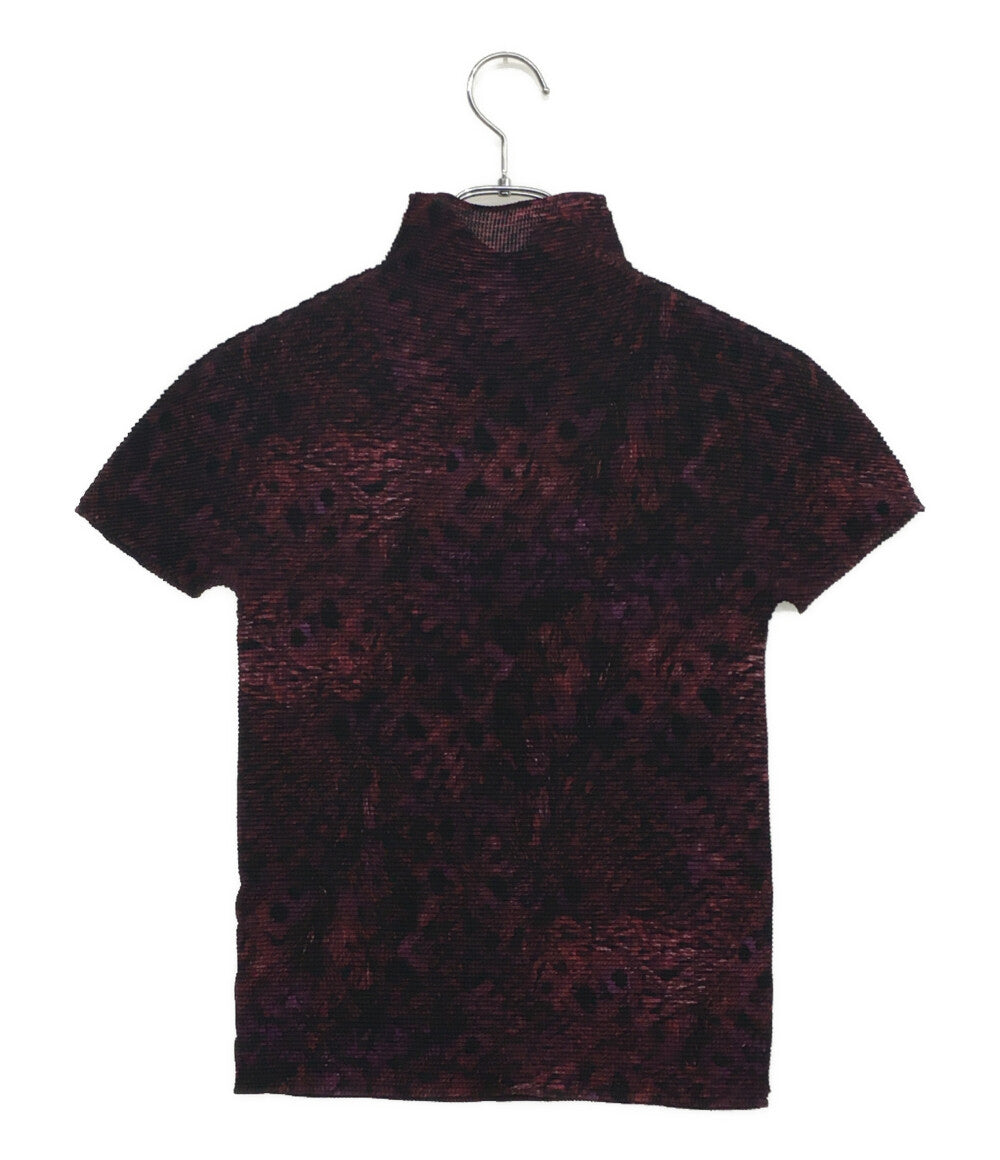 イッセイミヤケ 美品 半袖カットソー 総柄タートルネックプリーツカットソー MI43FK425 レディース SIZE - ISSEY MIYAKE ME