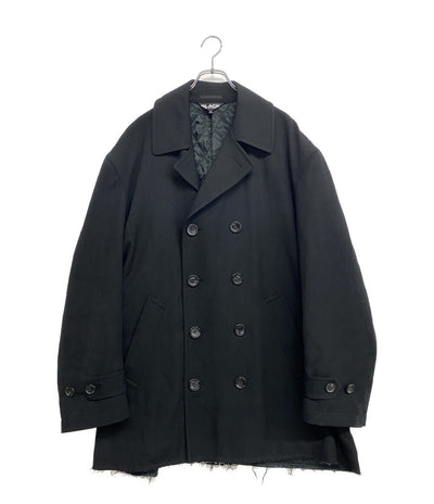 BLACK COMME des GARCONS 裾カットオフウールダブルコート 23AW 1L-C002 メンズ SIZE XL ブラックコムデギャルソン