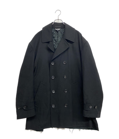 BLACK COMME des GARCONS 裾カットオフウールダブルコート 23AW 1L-C002 メンズ SIZE XL ブラックコムデギャルソン