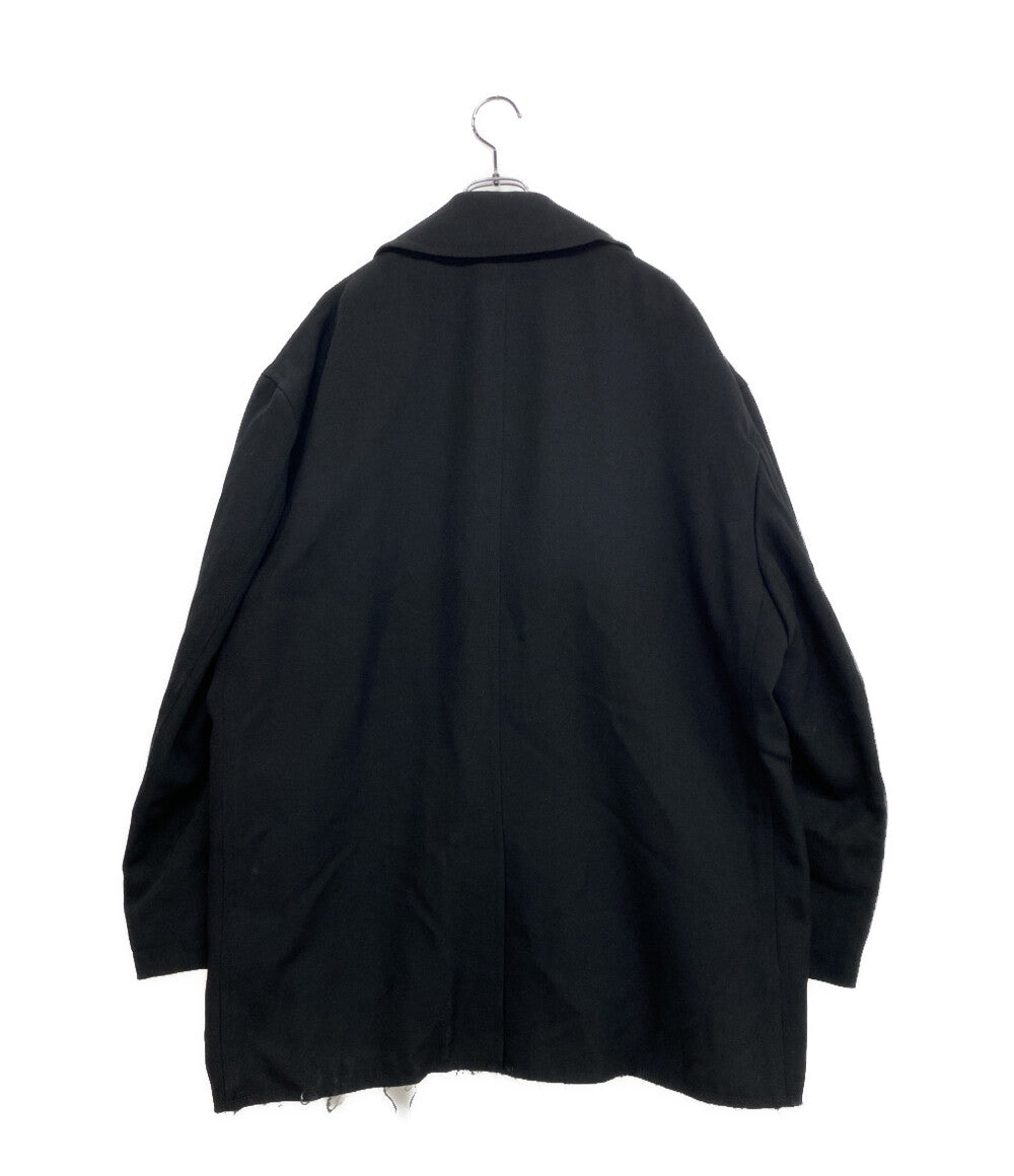 BLACK COMME des GARCONS 裾カットオフウールダブルコート 23AW 1L-C002 メンズ SIZE XL ブラックコムデギャルソン