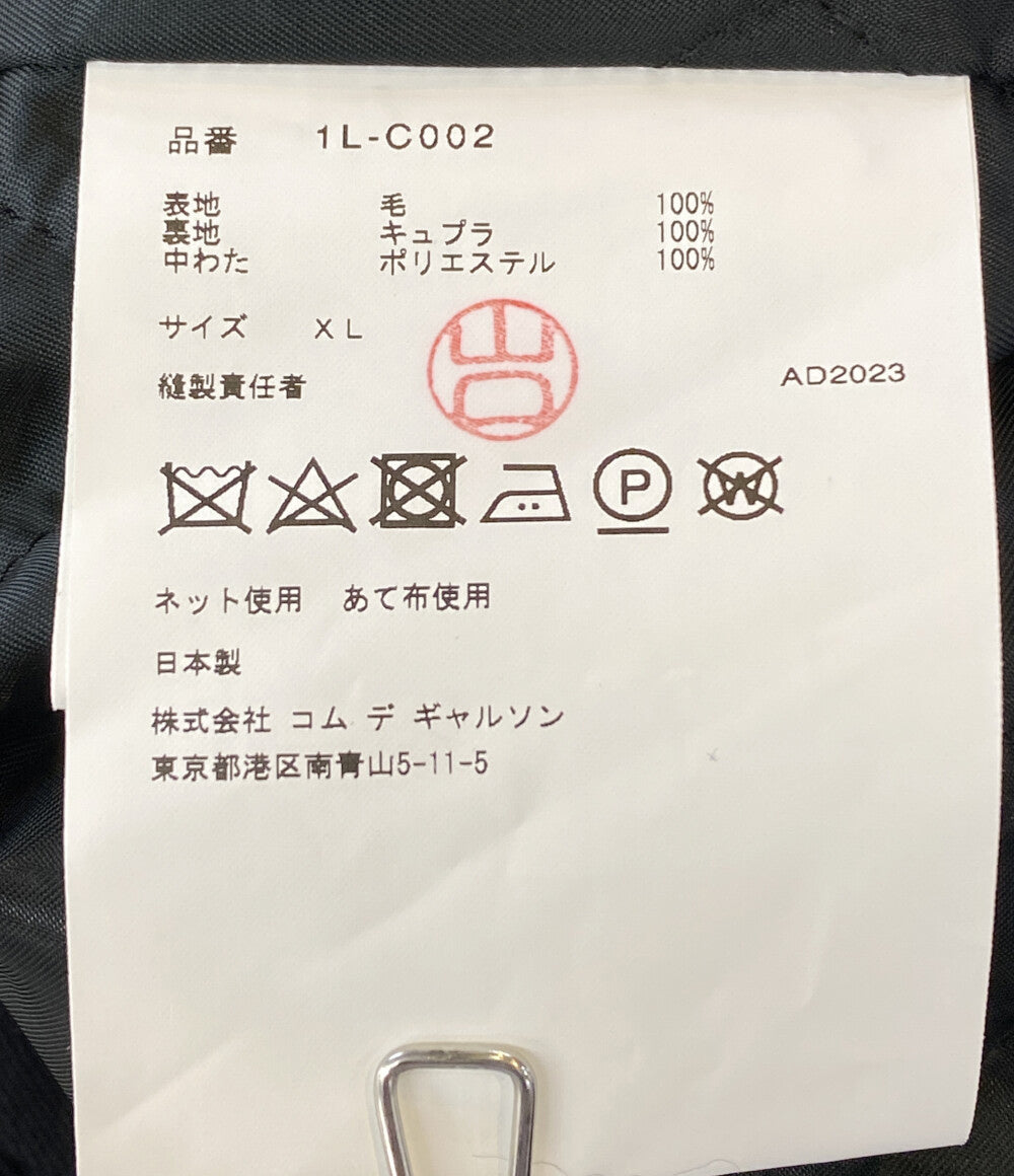 BLACK COMME des GARCONS 裾カットオフウールダブルコート 23AW 1L-C002 メンズ SIZE XL ブラックコムデギャルソン