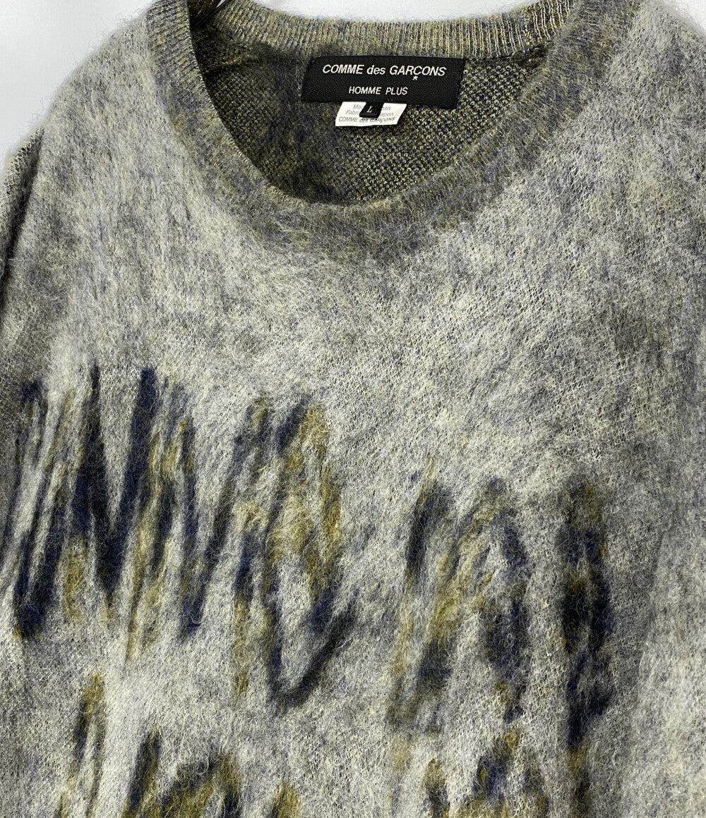 COMME des GARCONS HOMME PLUS ロゴモヘヤクルーネックニット 22AW PJ-N008 メンズ SIZE L コムデギャルソンオムプリュス