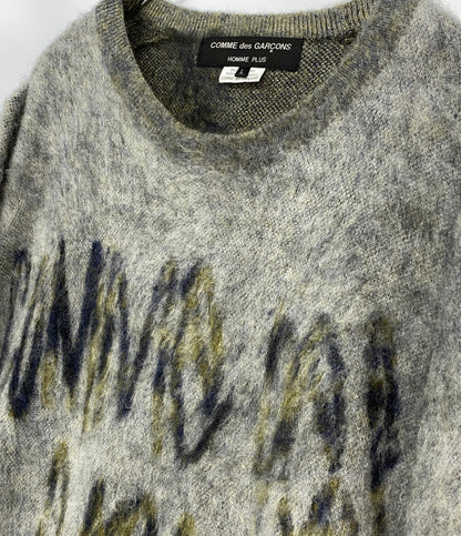 COMME des GARCONS HOMME PLUS ロゴモヘヤクルーネックニット 22AW PJ-N008 メンズ SIZE L コムデギャルソンオムプリュス