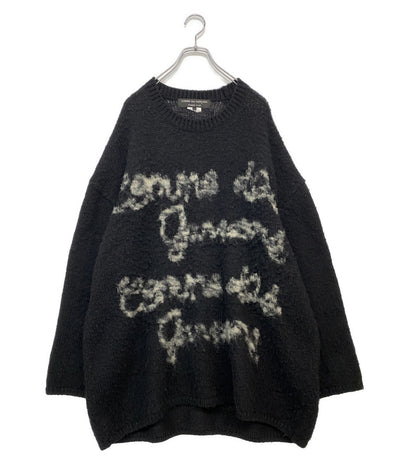 コムデギャルソンオムプリュス ロゴインタージャニットクルーネックニット ブラック 22AW PJ-N011 メンズ SIZE L COMME des GARCONS HOMME PLUS