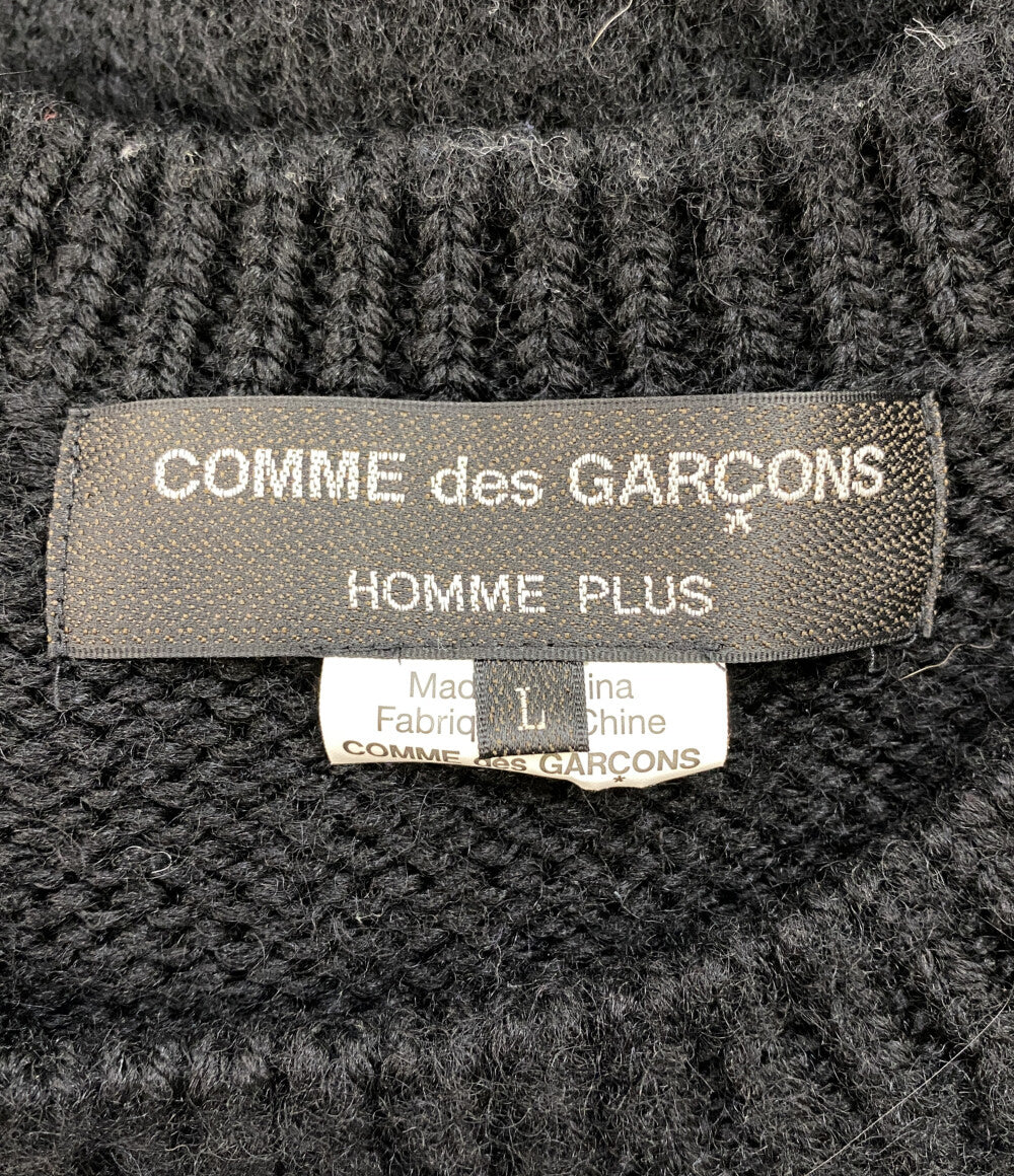 コムデギャルソンオムプリュス ロゴインタージャニットクルーネックニット ブラック 22AW PJ-N011 メンズ SIZE L COMME des GARCONS HOMME PLUS