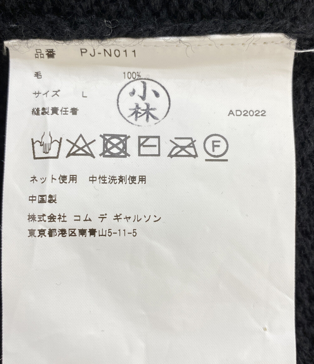 コムデギャルソンオムプリュス ロゴインタージャニットクルーネックニット ブラック 22AW PJ-N011 メンズ SIZE L COMME des GARCONS HOMME PLUS
