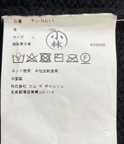 コムデギャルソンオムプリュス ロゴインタージャニットクルーネックニット ブラック 22AW PJ-N011 メンズ SIZE L COMME des GARCONS HOMME PLUS
