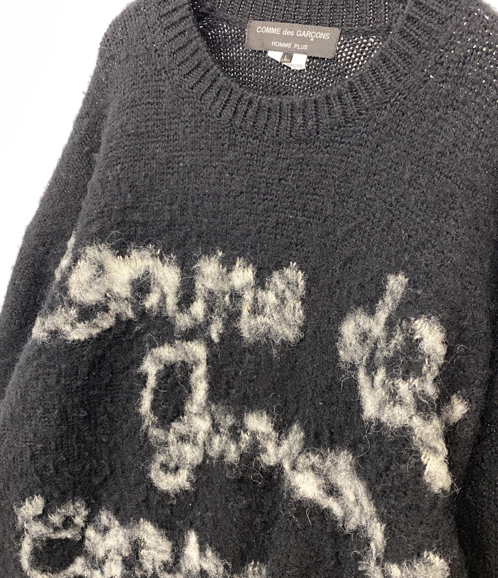 コムデギャルソンオムプリュス ロゴインタージャニットクルーネックニット ブラック 22AW PJ-N011 メンズ SIZE L COMME des GARCONS HOMME PLUS