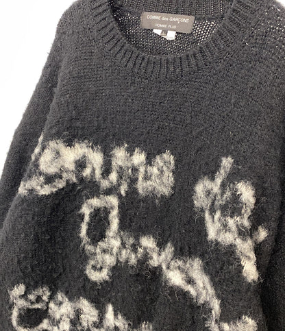 コムデギャルソンオムプリュス ロゴインタージャニットクルーネックニット ブラック 22AW PJ-N011 メンズ SIZE L COMME des GARCONS HOMME PLUS