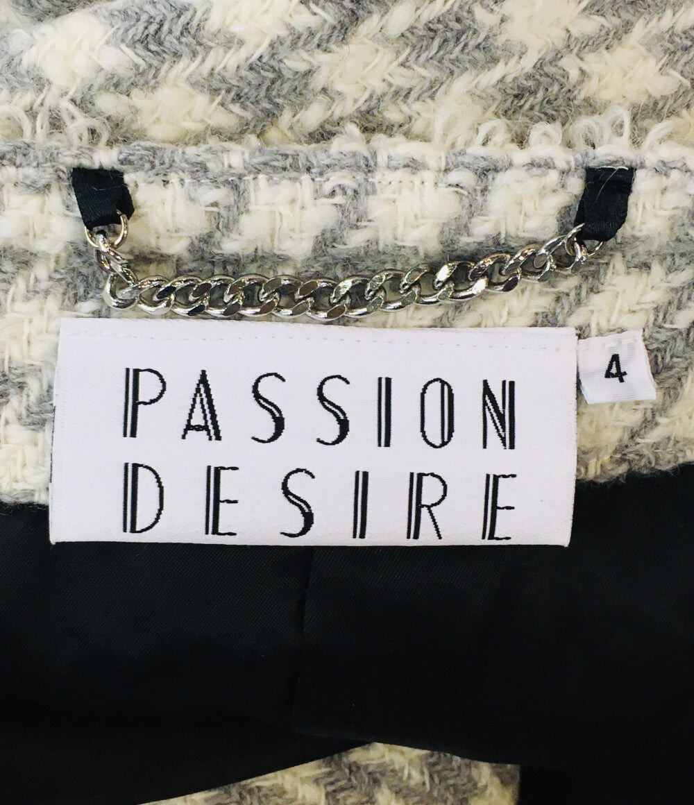 美品 PASSION DESIRE パッションデザイア ノーカラーコート ツイード ボンデージ PD23AJ03 メンズ SIZE 4