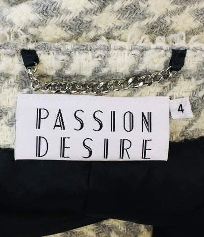 美品 PASSION DESIRE パッションデザイア ノーカラーコート ツイード ボンデージ PD23AJ03 メンズ SIZE 4