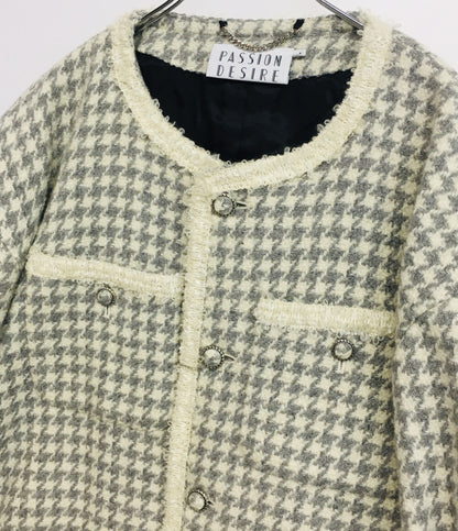 美品 PASSION DESIRE パッションデザイア ノーカラーコート ツイード ボンデージ PD23AJ03 メンズ SIZE 4