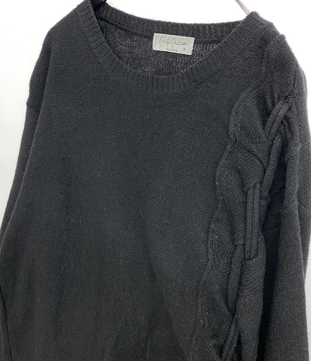 ヨウジヤマモトプールオム ニット 7G JERSEY STRING UNEVEN HEM ROUND NECK 24AW H0-K33-189 メンズ SIZE 3 YOHJI YAMAMOTO POUR HOMME
