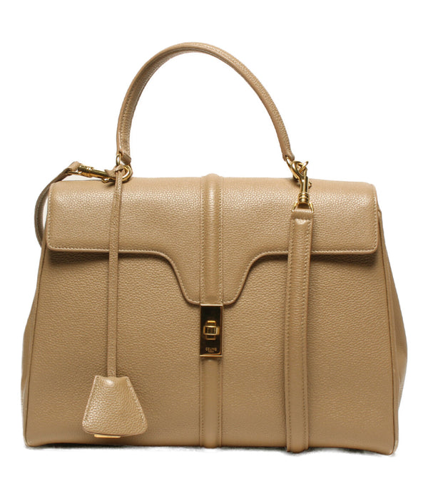 CELINE ベージュ ハンドバッグ CELINE ロゴ入り ベージュ ハンドバッグ