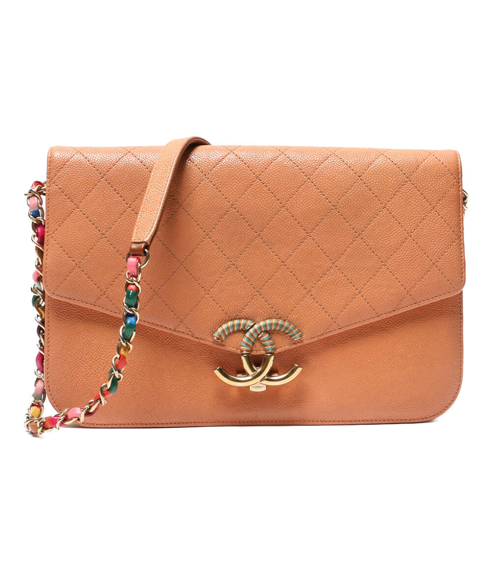 CHANEL ショルダーバッグ ハーフココ キャビアスキン オレンジベージュ レディース シャネル