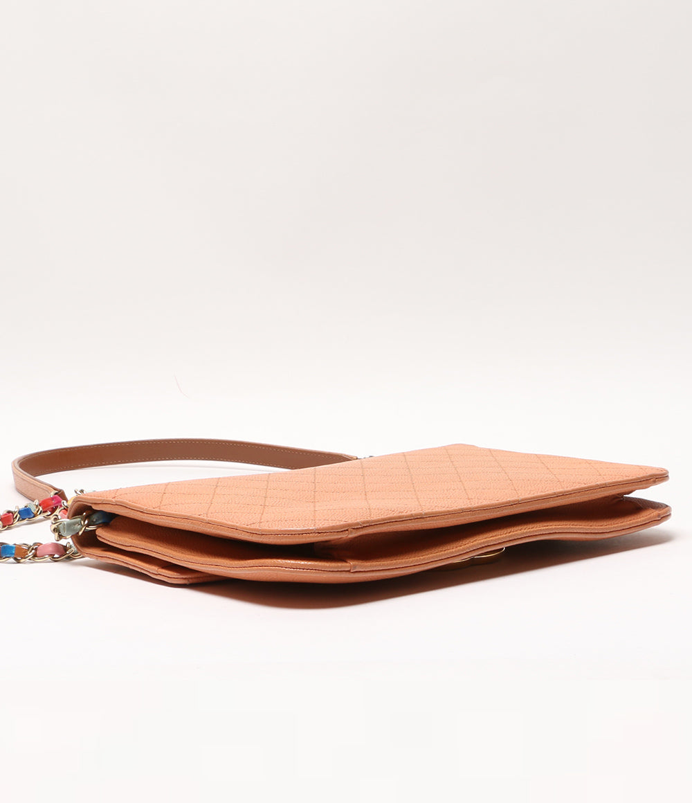 CHANEL ショルダーバッグ ハーフココ キャビアスキン オレンジベージュ レディース シャネル