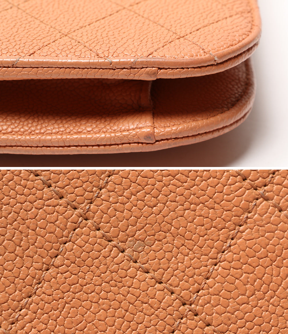 CHANEL ショルダーバッグ ハーフココ キャビアスキン オレンジベージュ