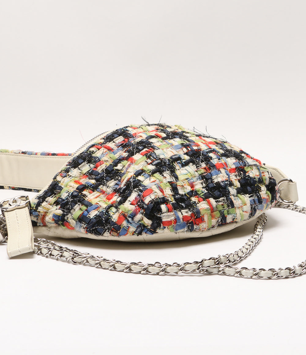 CHANEL 2WAYウエストバッグ ダブルチェーン ツイード 17SS レディース シャネル