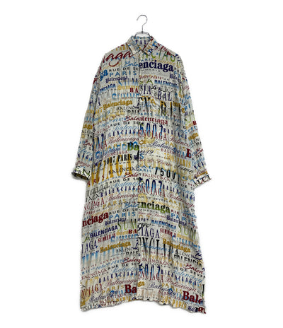 バレンシアガ 長袖シャツ マルチロゴシルクロングシャツ シャツワンピース レディース SIZE 32 BALENCIAGA