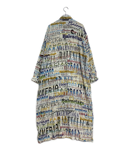 バレンシアガ 長袖シャツ マルチロゴシルクロングシャツ シャツワンピース レディース SIZE 32 BALENCIAGA