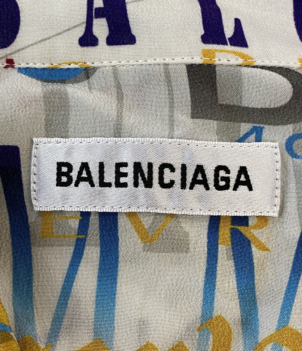 バレンシアガ 長袖シャツ マルチロゴシルクロングシャツ シャツワンピース レディース SIZE 32 BALENCIAGA