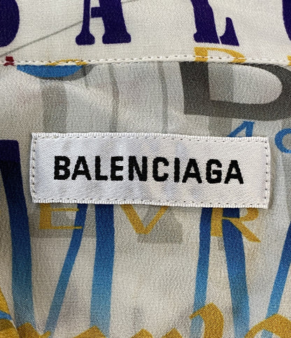 バレンシアガ 長袖シャツ マルチロゴシルクロングシャツ シャツワンピース レディース SIZE 32 BALENCIAGA