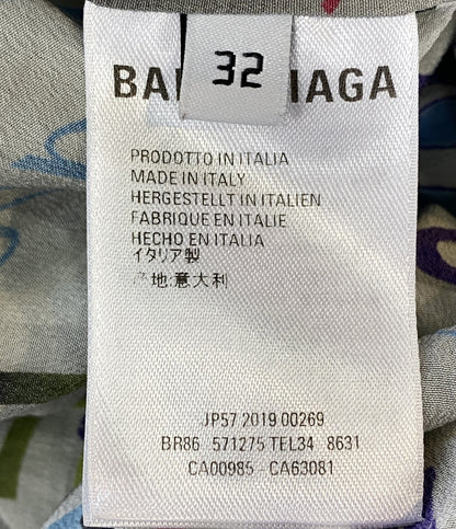 バレンシアガ 長袖シャツ マルチロゴシルクロングシャツ シャツワンピース レディース SIZE 32 BALENCIAGA