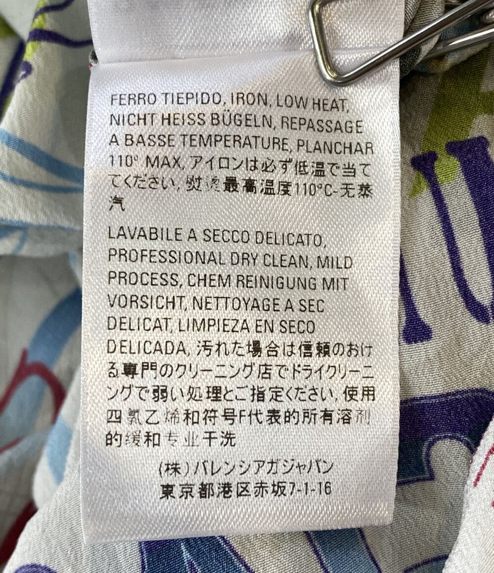 バレンシアガ 長袖シャツ マルチロゴシルクロングシャツ シャツワンピース レディース SIZE 32 BALENCIAGA