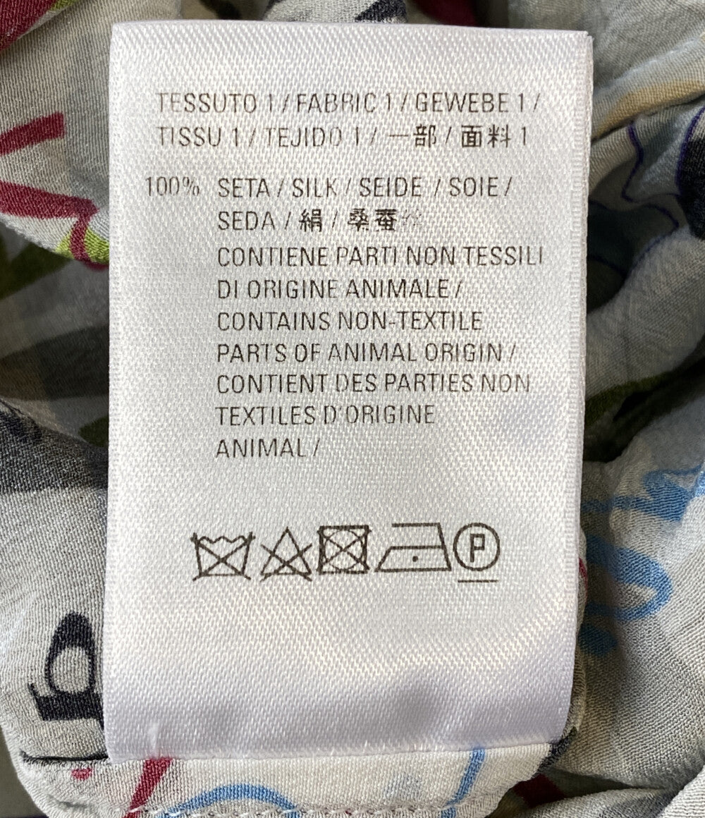 バレンシアガ 長袖シャツ マルチロゴシルクロングシャツ シャツワンピース レディース SIZE 32 BALENCIAGA