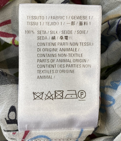 バレンシアガ 長袖シャツ マルチロゴシルクロングシャツ シャツワンピース レディース SIZE 32 BALENCIAGA