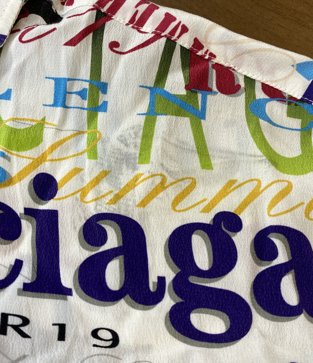 バレンシアガ 長袖シャツ マルチロゴシルクロングシャツ シャツワンピース レディース SIZE 32 BALENCIAGA