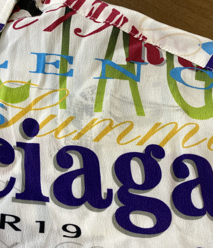 バレンシアガ 長袖シャツ マルチロゴシルクロングシャツ シャツワンピース レディース SIZE 32 BALENCIAGA