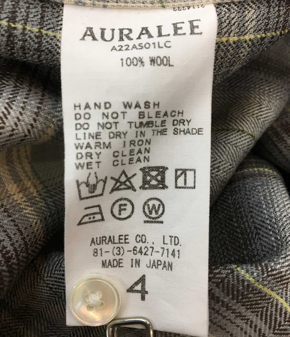 オーラリー 美品 長袖シャツ SUPER LIGHT WOOL CHECK SHIRTS 22AW A22AS01LC メンズ SIZE 4 AURALEE